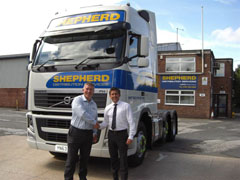 John Crossland from Volvo handing the vehicle over to Ian Davis